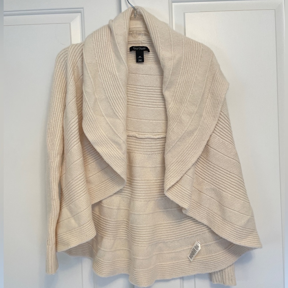 Whbm Sz Xs Open Front Cardigan Asymmetric Longer … - image 2